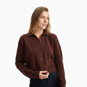 Naadam cashmere button up- chocolate brown
